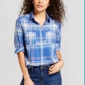 Universal Thread Blue and Red Plaid Shirt